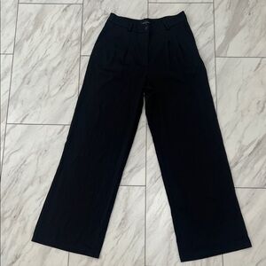 White Fox Black Wide Leg Trousers